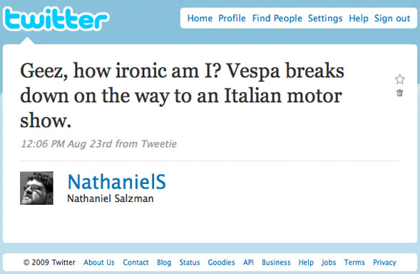 Twitter Status: Vespa breakdown